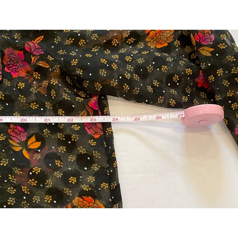 NWT LOFT Sheer Black Floral Polka Dot Button Down Shirt, Size XXL - Picture 12 of 13